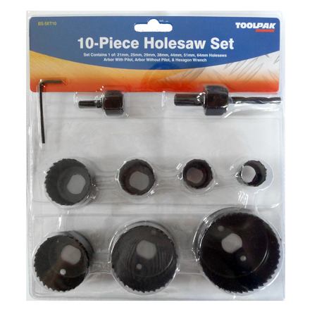 Holesaw Set Carbon Steel 10 Piece Toolpak  